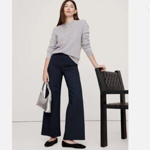 Banana Republic Large Navy High-Rise Wide-Leg Cropped Everywhere Ponte Pant